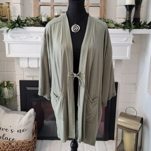 ABS Allen Schwartz Sage Green Kimono Relaxed Utility Cardigan Size Large